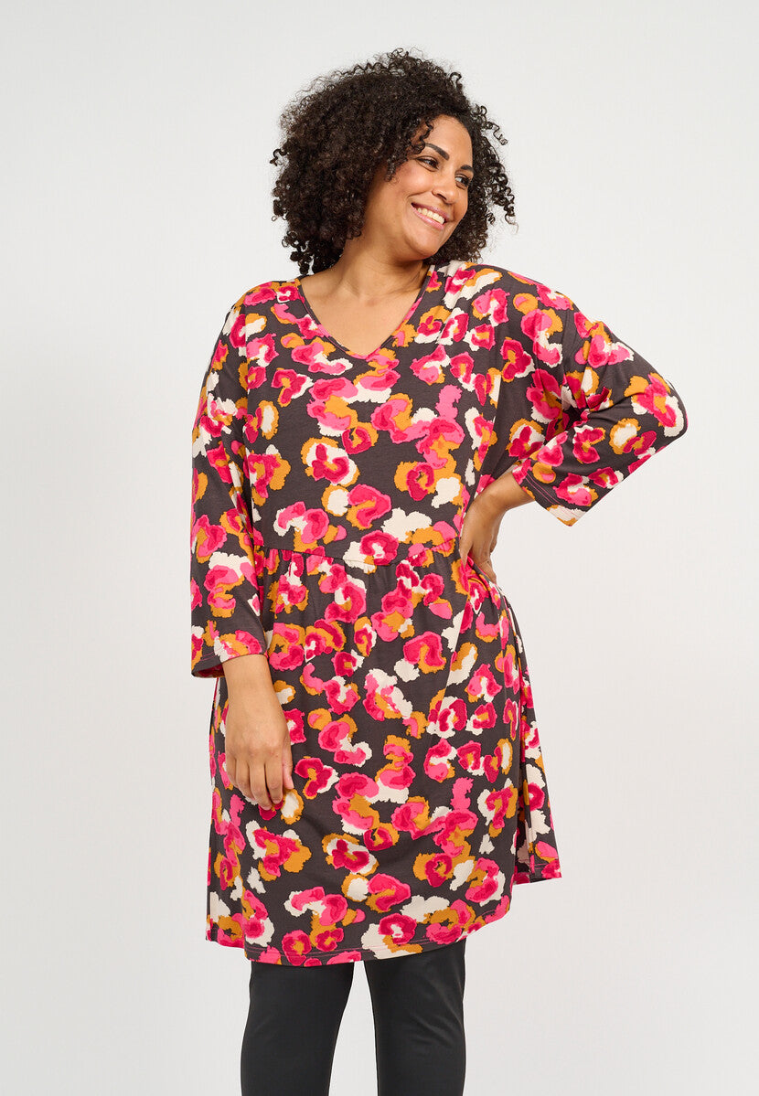 Robe imprimée à manches 3/4 Ciso grandes tailles