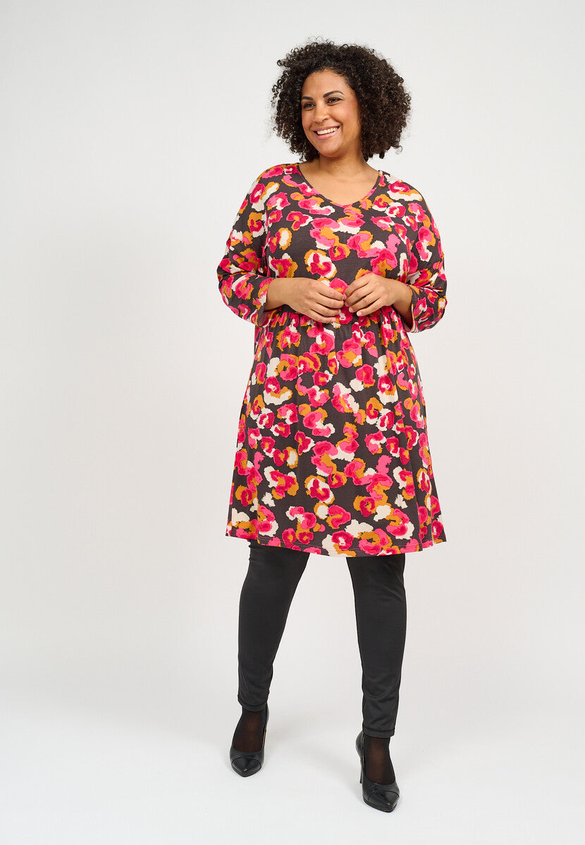 Robe imprimée à manches 3/4 Ciso grandes tailles
